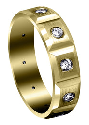 Yellow Gold Diamond Mens Wedding Band | 0.5 Carats | Satin Finish (Tobias)
