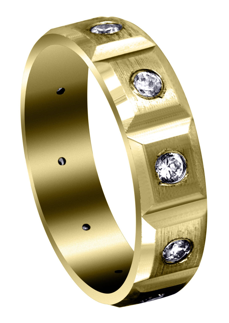 Yellow Gold Diamond Mens Wedding Band | 0.5 Carats | Satin Finish (Tobias)