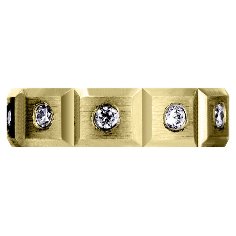 Yellow Gold Diamond Mens Wedding Band | 0.5 Carats | Satin Finish (Tobias)