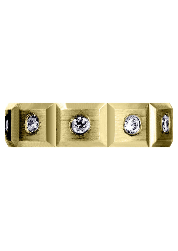 Yellow Gold Diamond Mens Wedding Band | 0.5 Carats | Satin Finish (Tobias)