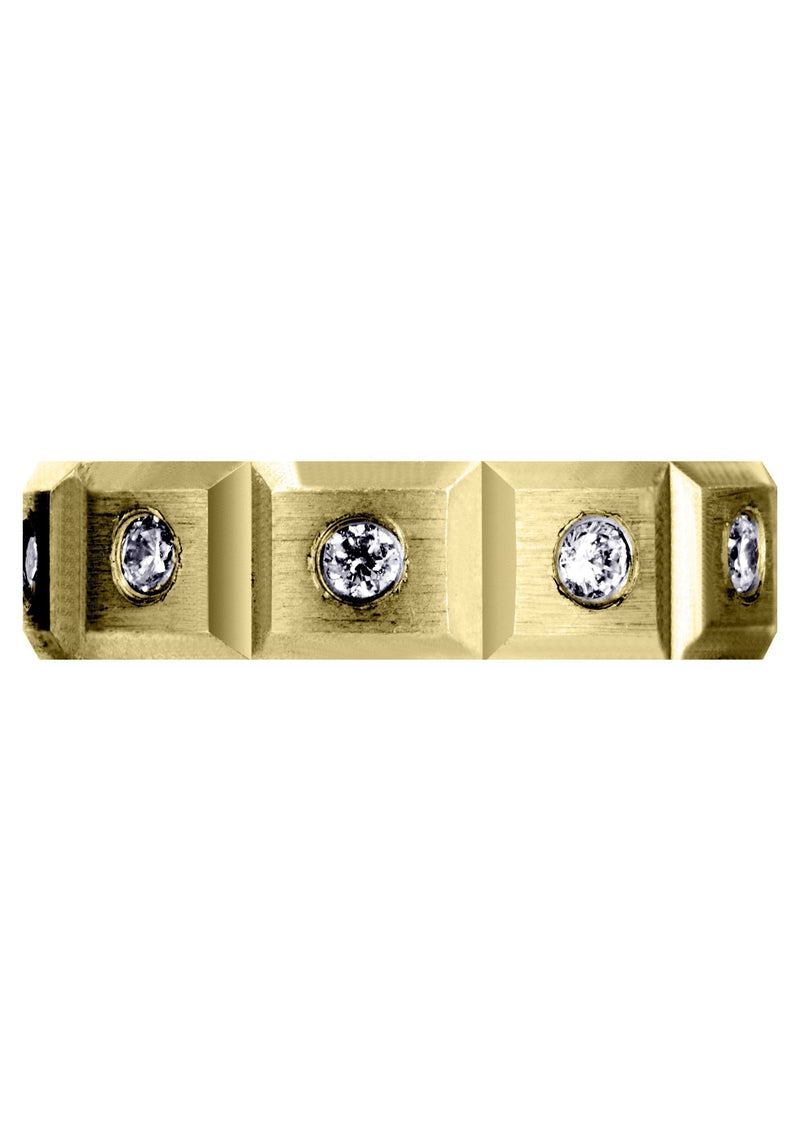 Yellow Gold Diamond Mens Wedding Band | 0.5 Carats | Satin Finish (Tobias)