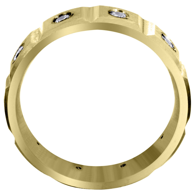 Yellow Gold Diamond Mens Wedding Band | 0.5 Carats | Satin Finish (Tobias)