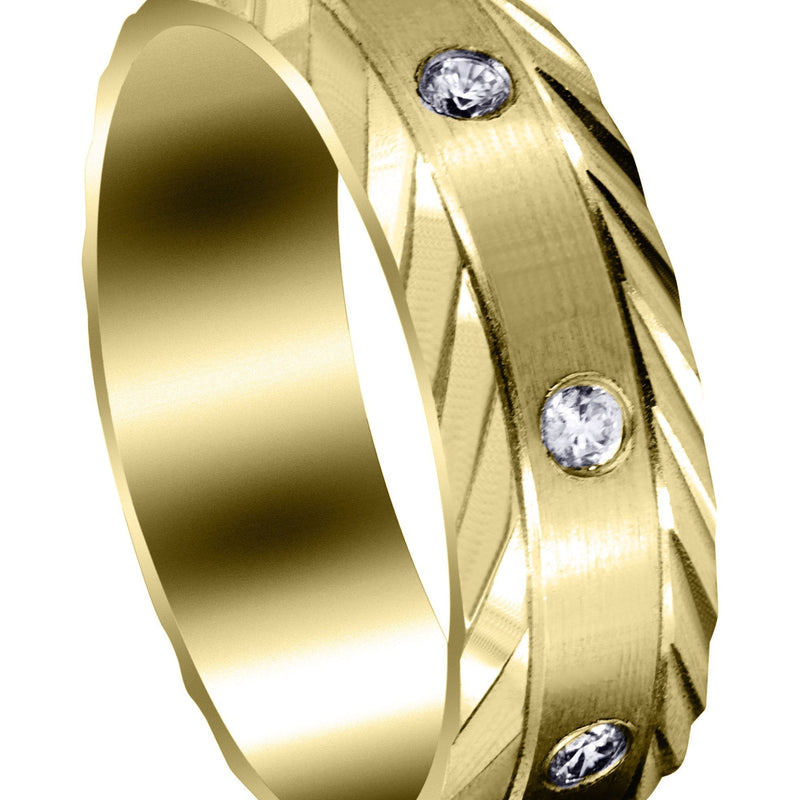 Yellow Gold Diamond Mens Wedding Band | 0.4 Carats | Satin Finish (Edgar)