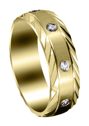 Yellow Gold Diamond Mens Wedding Band | 0.4 Carats | Satin Finish (Edgar)