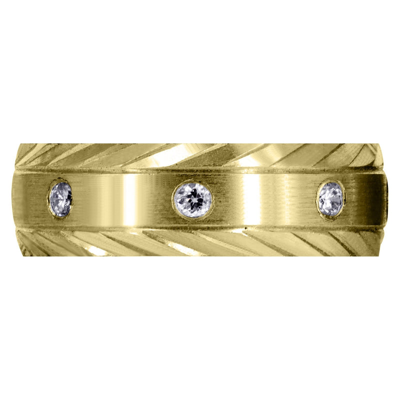 Yellow Gold Diamond Mens Wedding Band | 0.4 Carats | Satin Finish (Edgar)