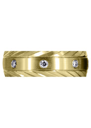 Yellow Gold Diamond Mens Wedding Band | 0.4 Carats | Satin Finish (Edgar)