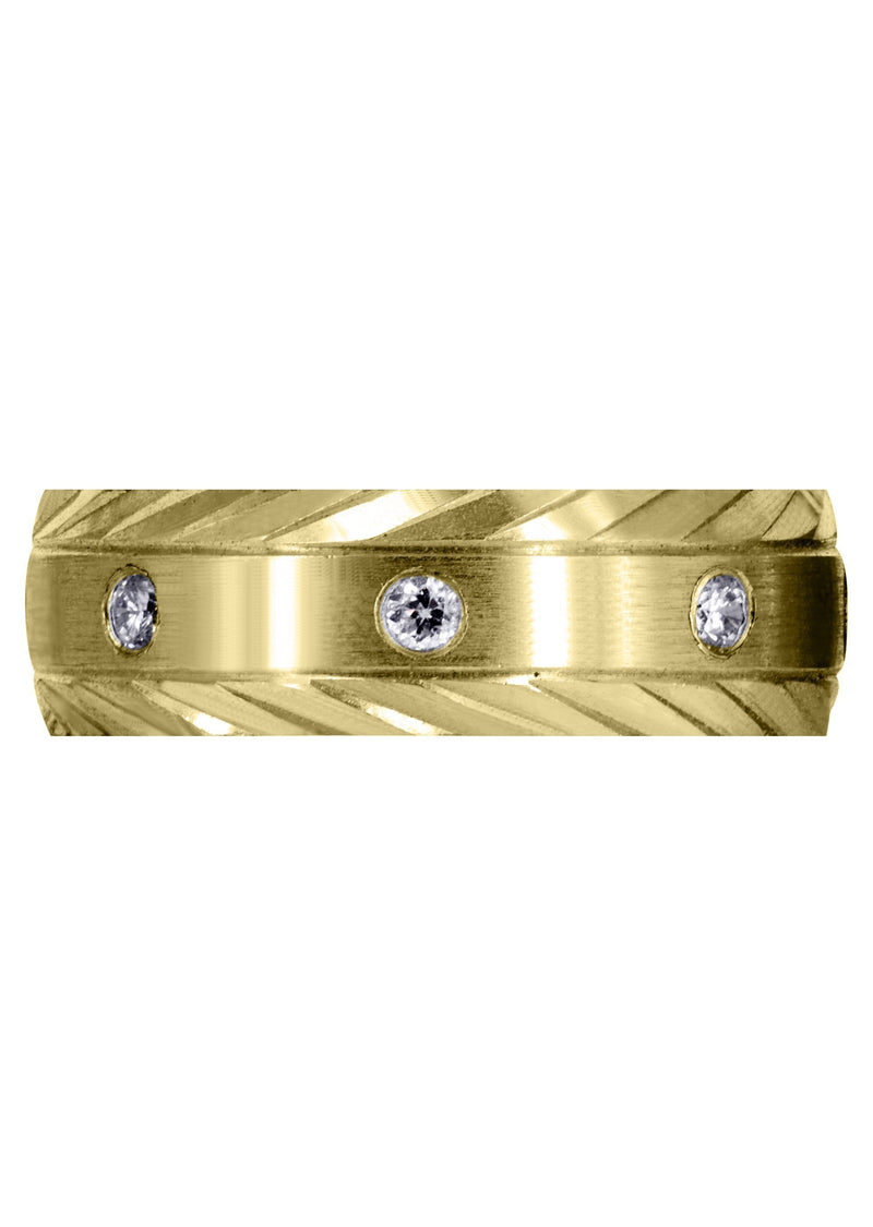 Yellow Gold Diamond Mens Wedding Band | 0.4 Carats | Satin Finish (Edgar)