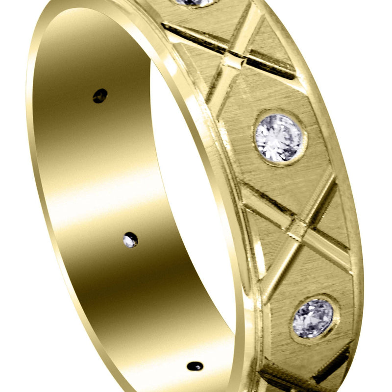 Yellow Gold Classic Diamond Mens Wedding Band | 0.4 Carats (Cristian)