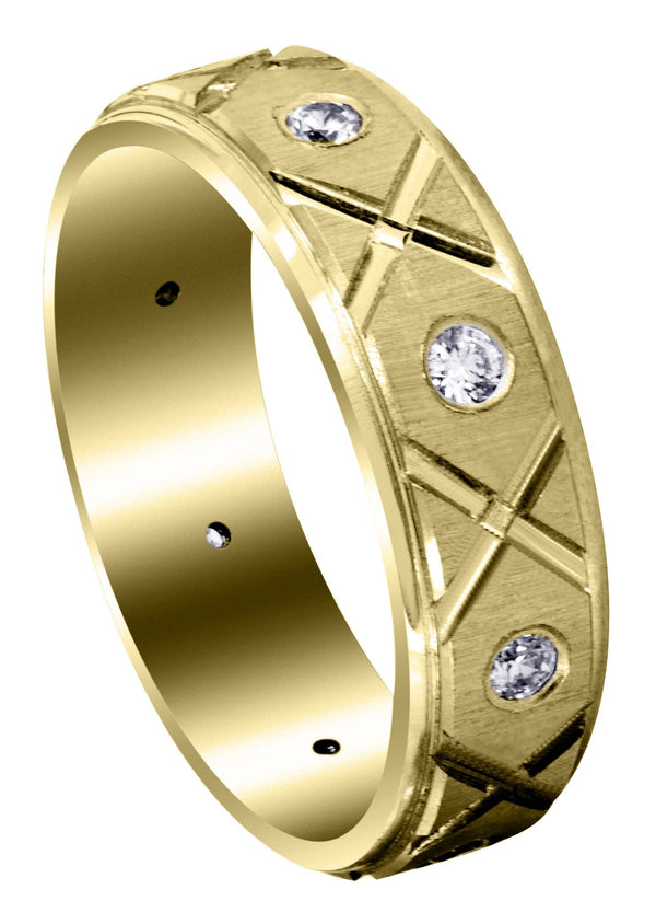 Yellow Gold Classic Diamond Mens Wedding Band | 0.4 Carats (Cristian)