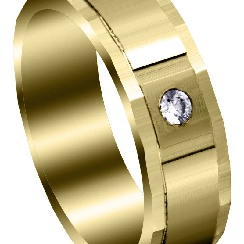 Yellow Gold Classic Diamond Mens Wedding Band | 0.07 Carats (Cash)