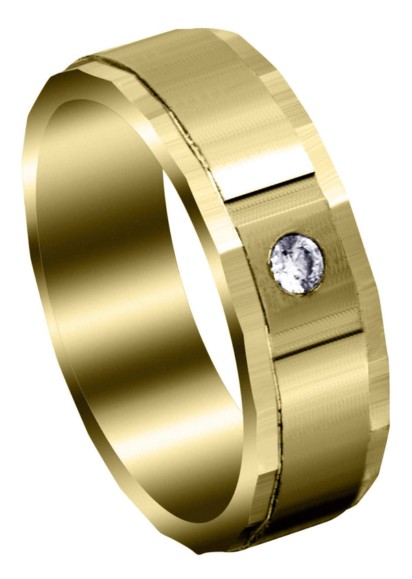 Yellow Gold Classic Diamond Mens Wedding Band | 0.07 Carats (Cash)