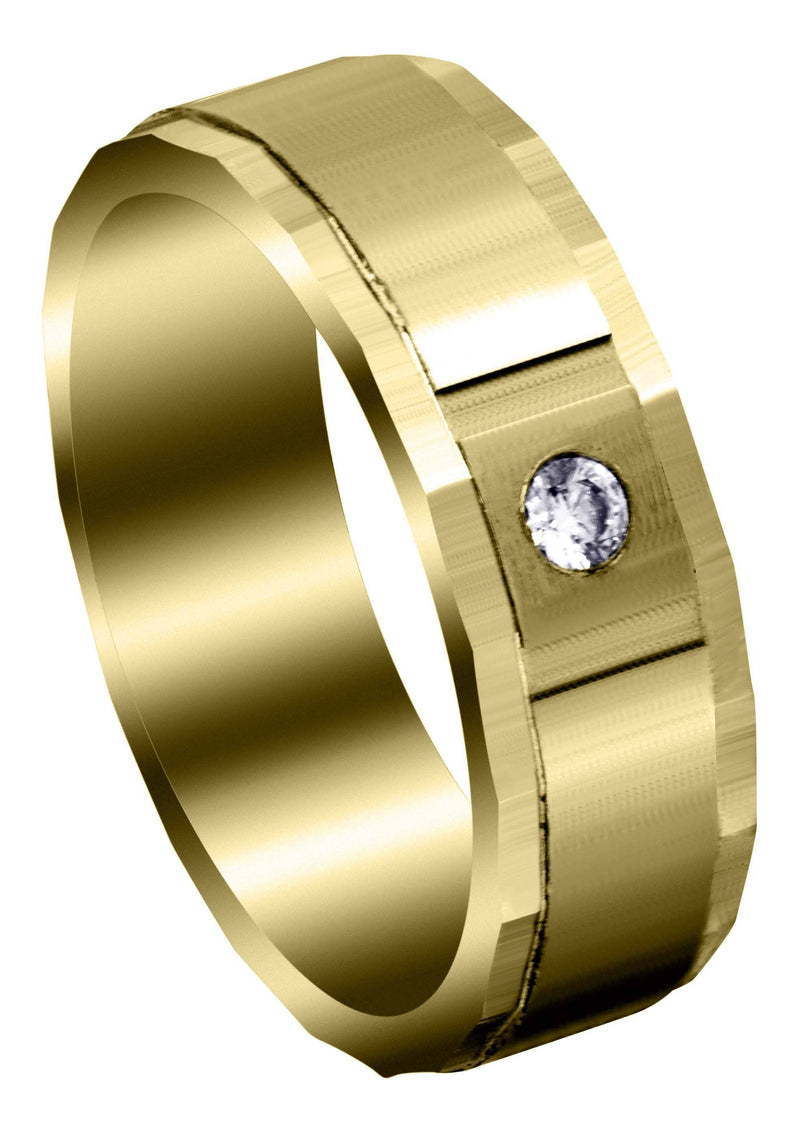 Yellow Gold Classic Diamond Mens Wedding Band | 0.07 Carats (Cash)