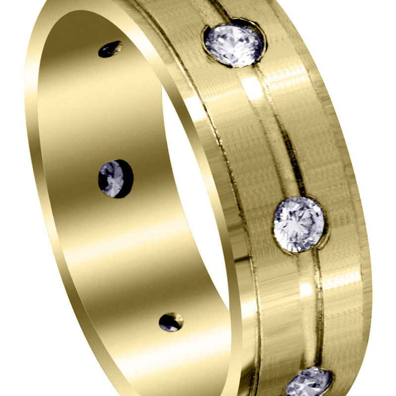 Yellow Gold Classic Diamond Mens Wedding Band | 0.56 Carats (Amari)