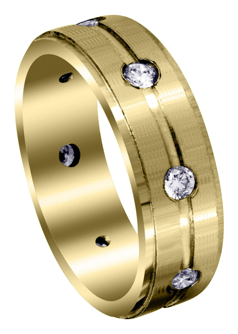 Yellow Gold Classic Diamond Mens Wedding Band | 0.56 Carats (Amari)