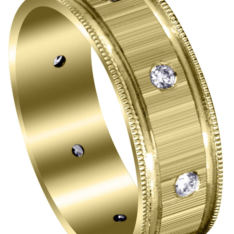 Yellow Gold Classic Diamond Mens Wedding Band | 0.4 Carats (Collin)