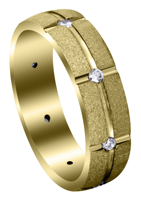 Yellow Gold Classic Diamond Mens Wedding Band | 0.4 Carats (Felix)