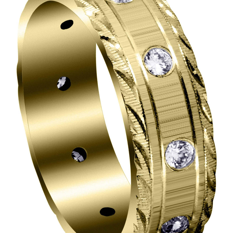 Yellow Gold Classic Diamond Mens Wedding Band | 0.5 Carats (Peyton)