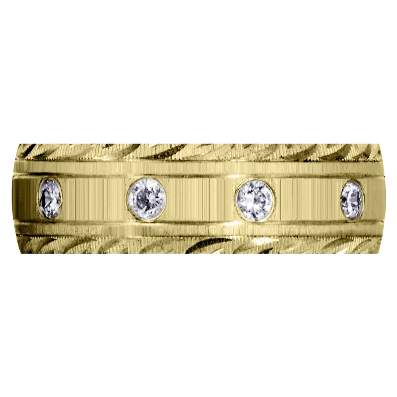 Yellow Gold Classic Diamond Mens Wedding Band | 0.5 Carats (Peyton)