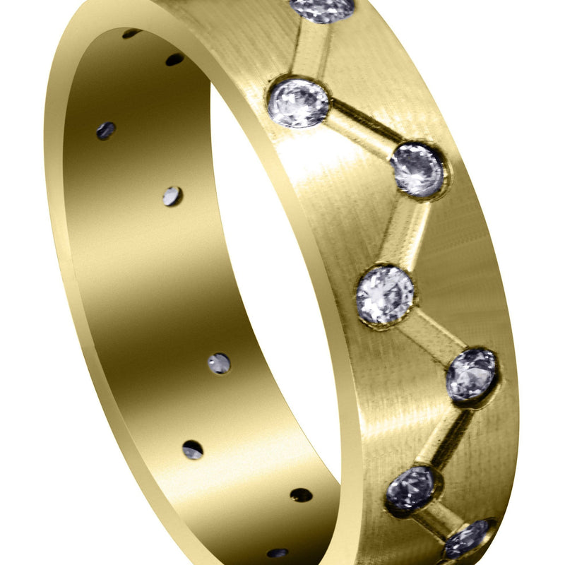 Yellow Gold Diamond Mens Wedding Band | 0.54 Carats | Satin Finish (Dominick)