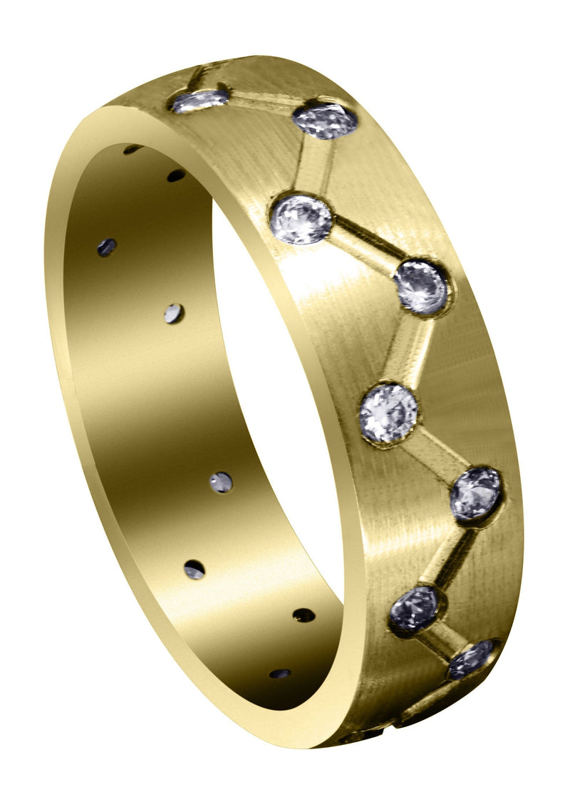 Yellow Gold Diamond Mens Wedding Band | 0.54 Carats | Satin Finish (Dominick)