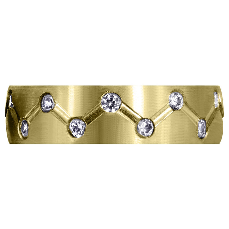 Yellow Gold Diamond Mens Wedding Band | 0.54 Carats | Satin Finish (Dominick)