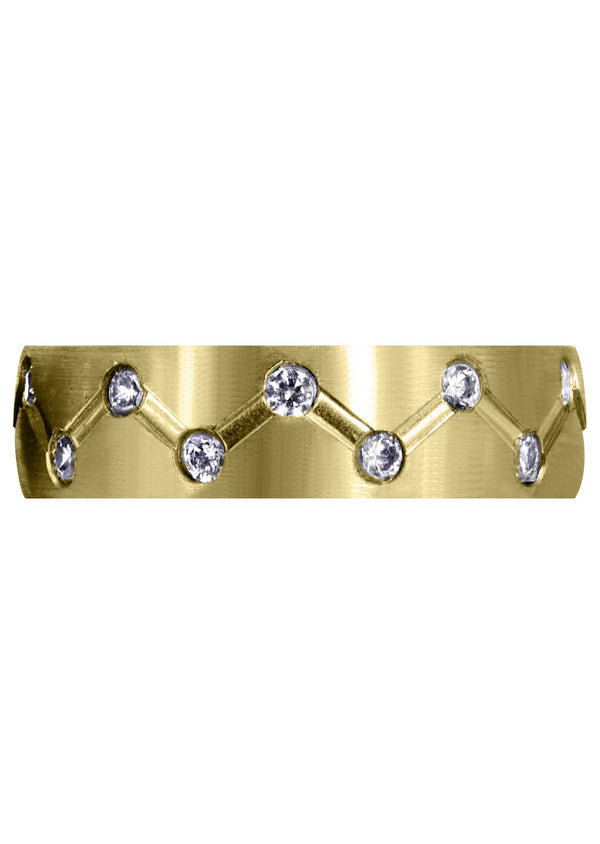 Yellow Gold Diamond Mens Wedding Band | 0.54 Carats | Satin Finish (Dominick)