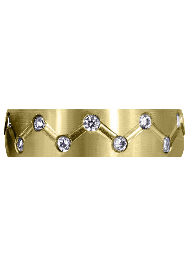 Yellow Gold Diamond Mens Wedding Band | 0.54 Carats | Satin Finish (Dominick)