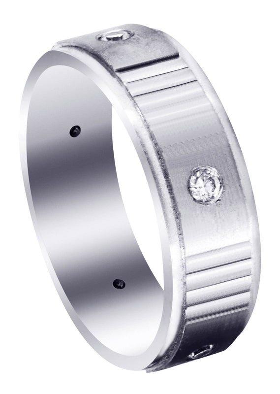 Diamond Mens Wedding Band | 0.15 Carats | Satin Finish (Marshall)