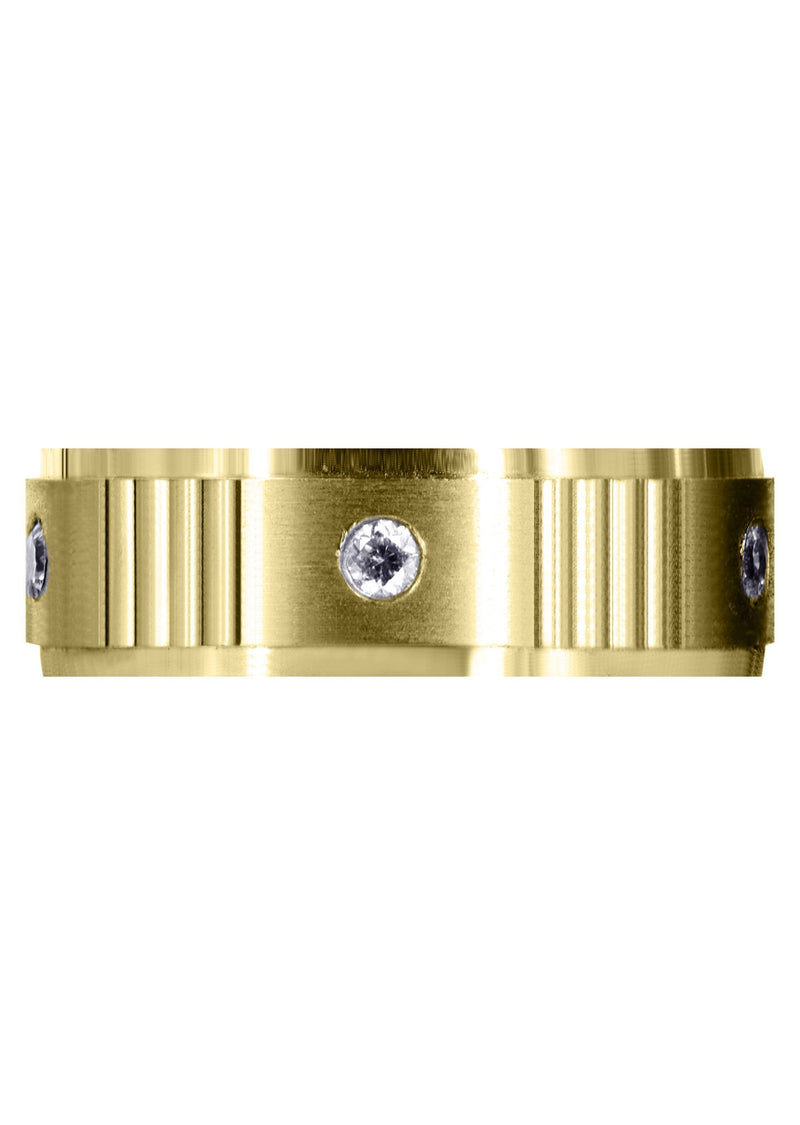 Yellow Gold Diamond Mens Wedding Band | 0.15 Carats | Satin Finish (Marshall)
