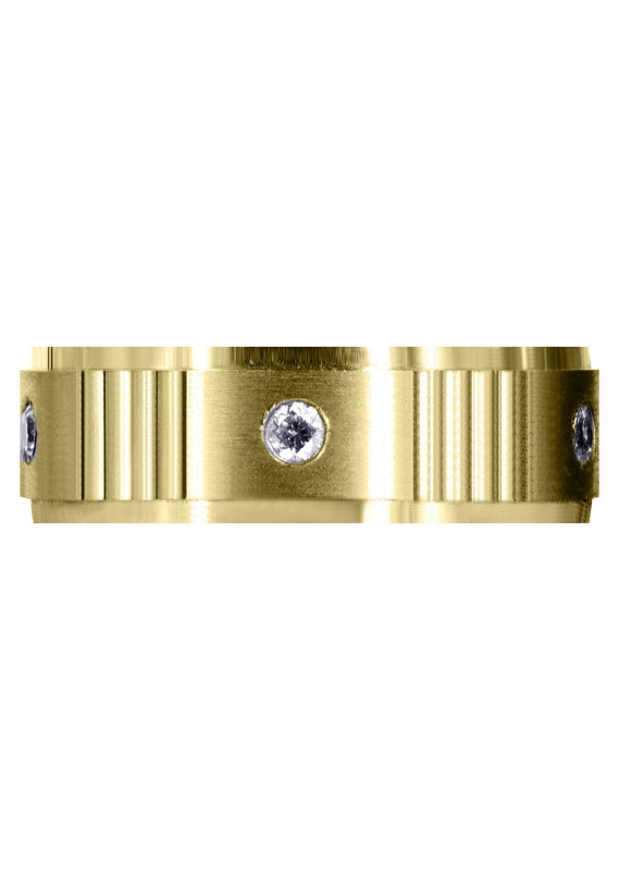 Yellow Gold Diamond Mens Wedding Band | 0.15 Carats | Satin Finish (Marshall)