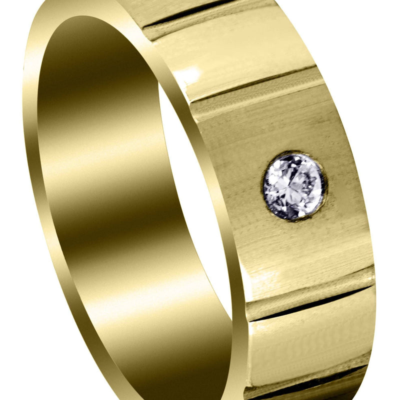 Yellow Gold Contemporary Diamond Mens Wedding Band | 0.12 Carats (Dallas)