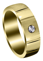 Yellow Gold Contemporary Diamond Mens Wedding Band | 0.12 Carats (Dallas)