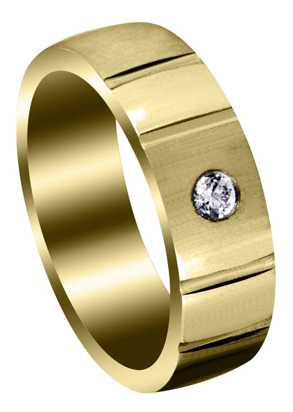 Yellow Gold Contemporary Diamond Mens Wedding Band | 0.12 Carats (Dallas)