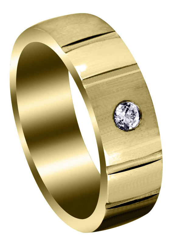 Yellow Gold Contemporary Diamond Mens Wedding Band | 0.12 Carats (Dallas)