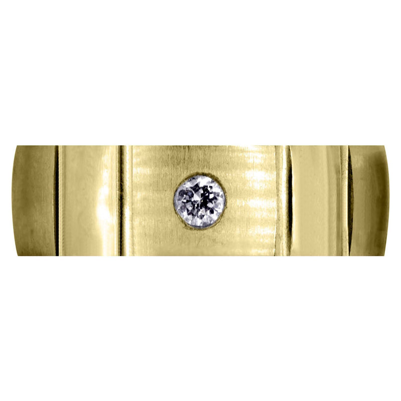 Yellow Gold Contemporary Diamond Mens Wedding Band | 0.12 Carats (Dallas)