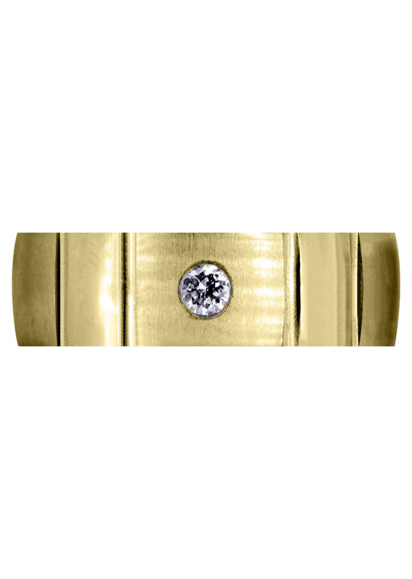 Yellow Gold Contemporary Diamond Mens Wedding Band | 0.12 Carats (Dallas)