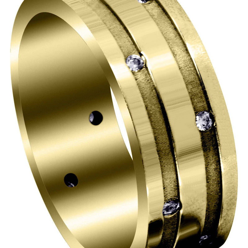 Yellow Gold Classic Diamond Mens Wedding Band | 0.36 Carats (Damien)