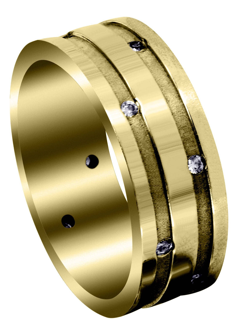 Yellow Gold Classic Diamond Mens Wedding Band | 0.36 Carats (Damien)
