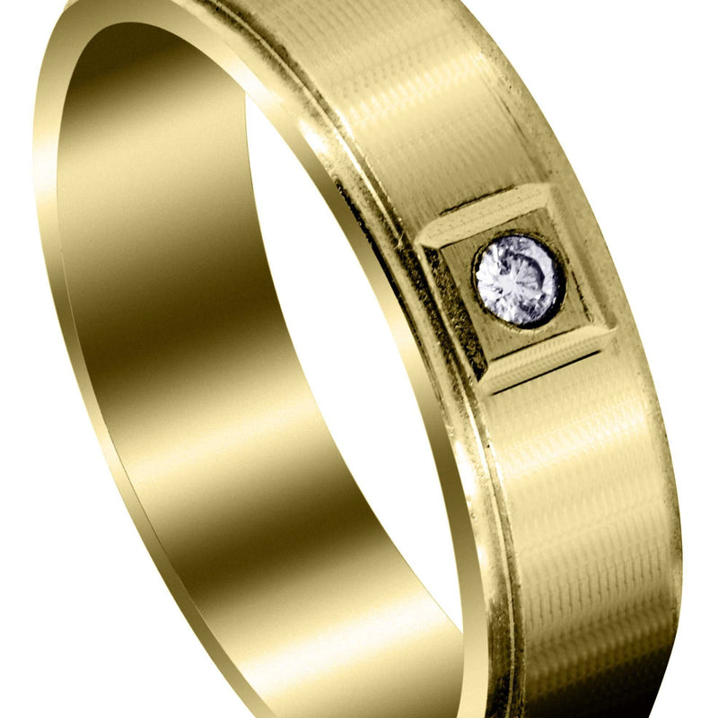Yellow Gold Classic Diamond Mens Wedding Band | 0.05 Carats (Lukas)