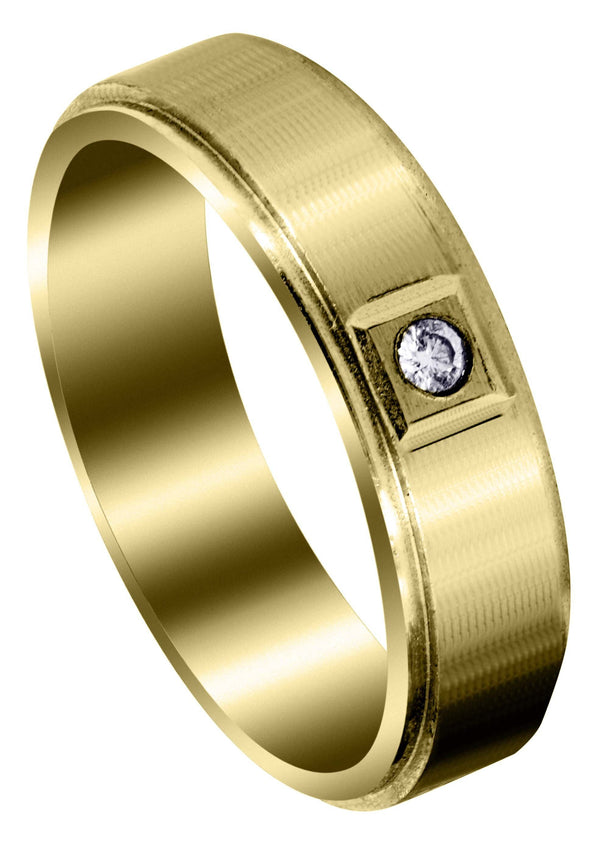 Yellow Gold Classic Diamond Mens Wedding Band | 0.05 Carats (Lukas)