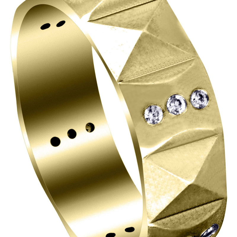 Yellow Gold Classic Diamond Unique Mens Wedding Band | 0.36 Carats (Spencer)