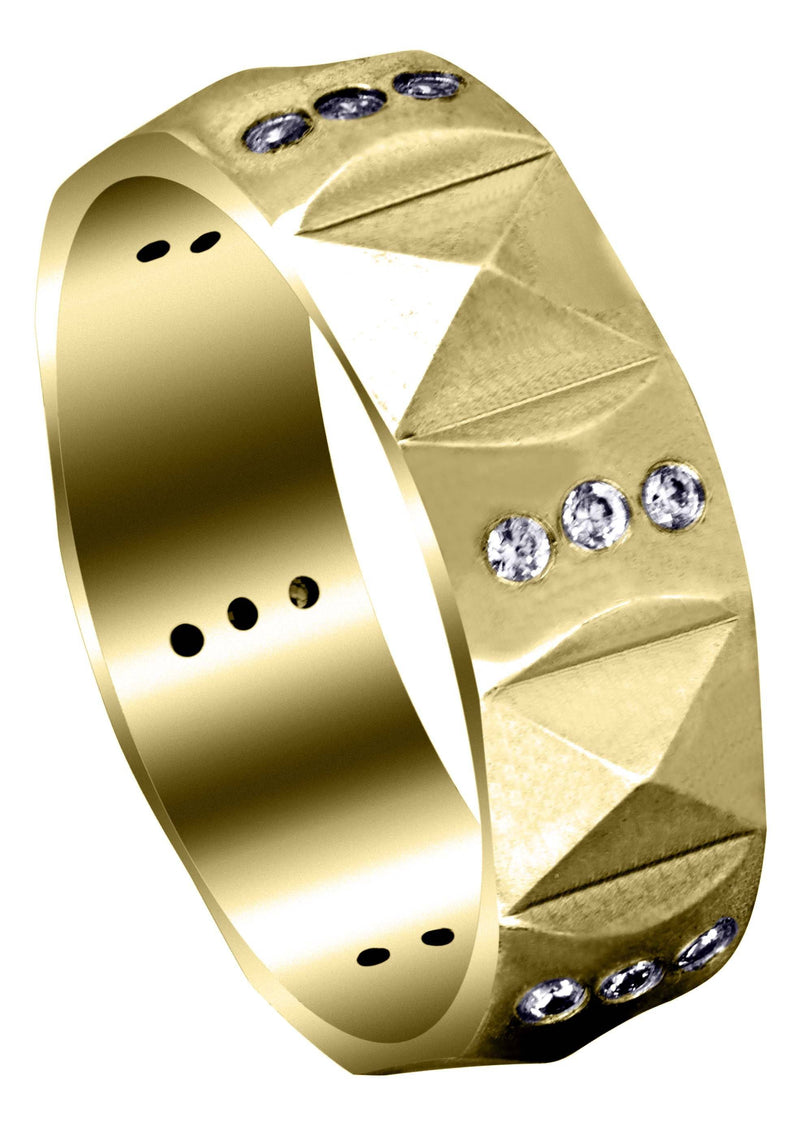 Yellow Gold Classic Diamond Unique Mens Wedding Band | 0.36 Carats (Spencer)