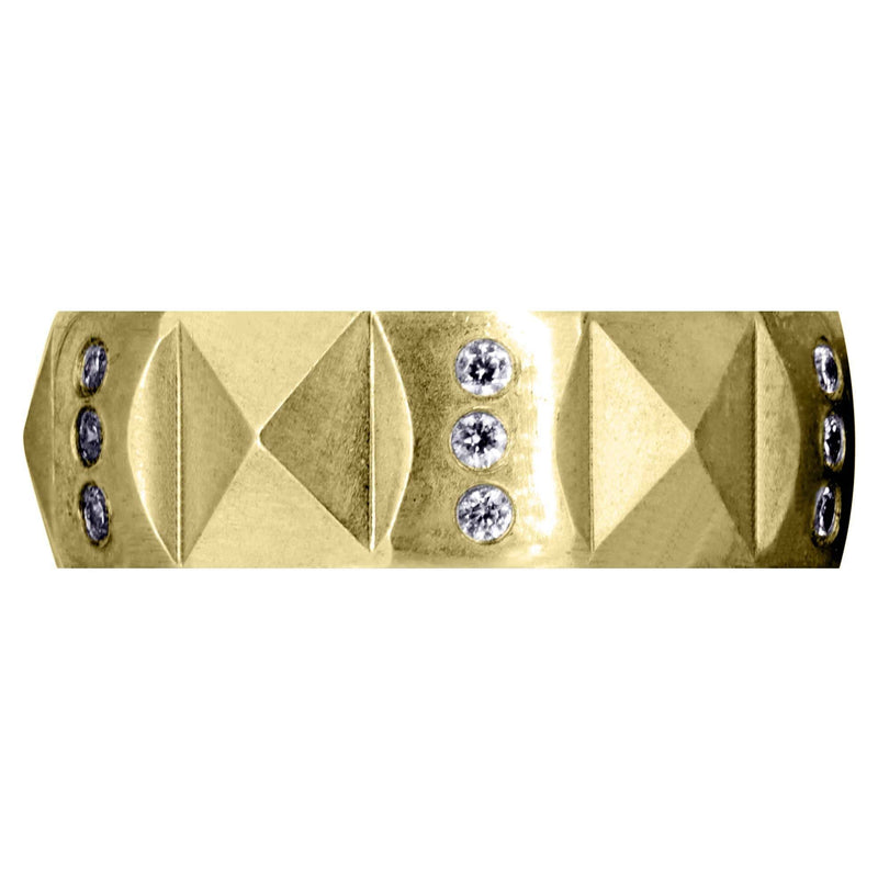 Yellow Gold Classic Diamond Unique Mens Wedding Band | 0.36 Carats (Spencer)