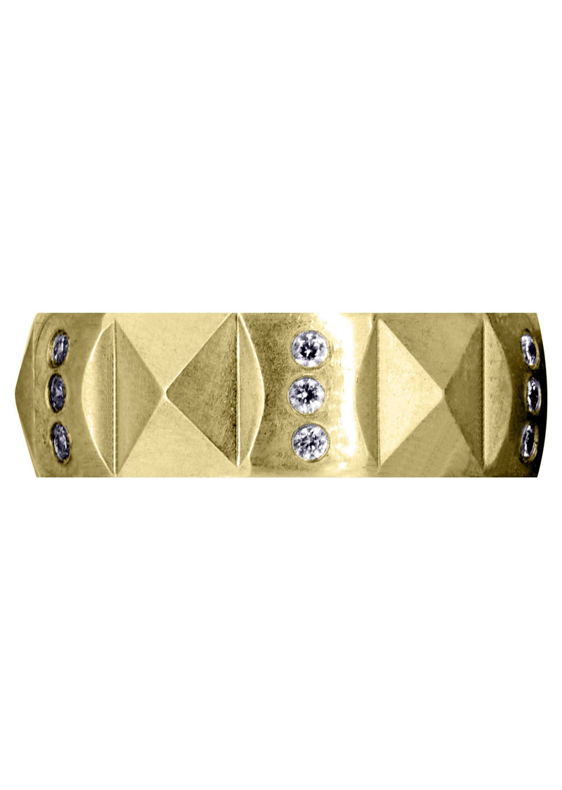 Yellow Gold Classic Diamond Unique Mens Wedding Band | 0.36 Carats (Spencer)