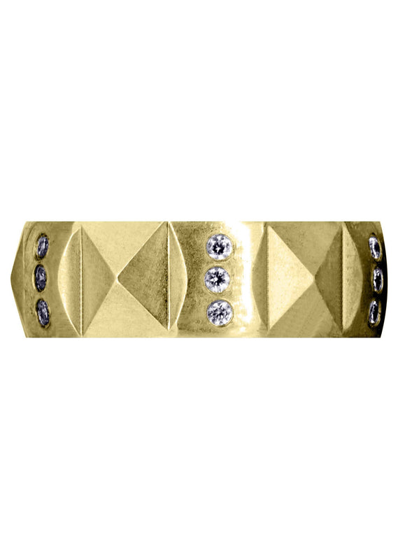 Yellow Gold Classic Diamond Unique Mens Wedding Band | 0.36 Carats (Spencer)