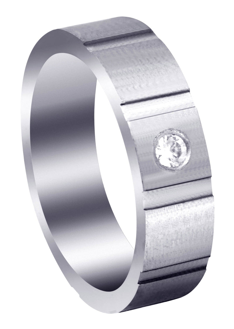 Diamond Mens Wedding Band | 0.1 Carats | Satin Finish (Marco)