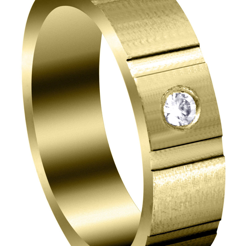 Yellow Gold Diamond Mens Wedding Band | 0.1 Carats | Satin Finish (Marco)