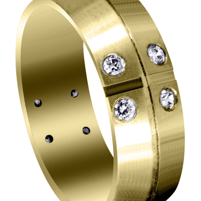 Yellow Gold Diamond Mens Wedding Band | 0.48 Carats | Satin Finish (Joaquin)