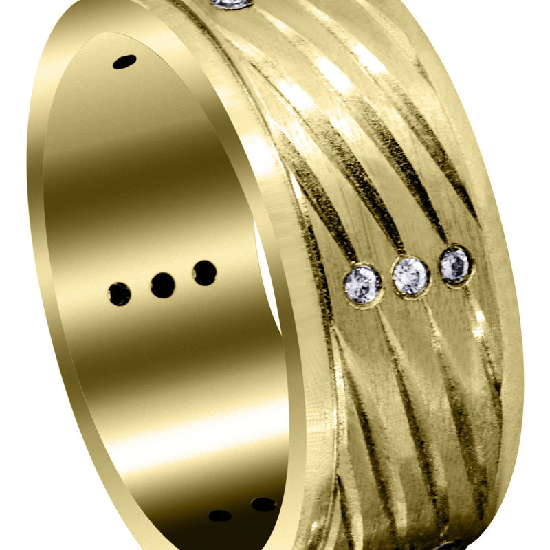 Yellow Gold Diamond Mens Wedding Band | 0.27 Carats | Satin Finish (Dante)