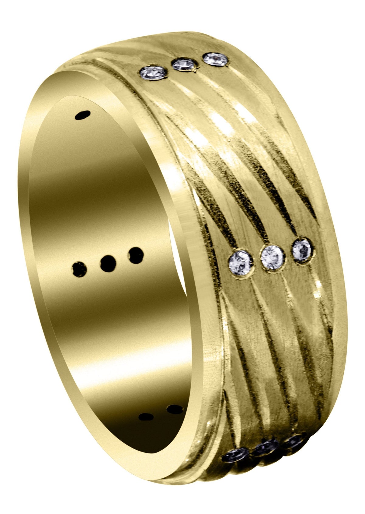 Yellow Gold Diamond Mens Wedding Band | 0.27 Carats | Satin Finish (Dante)
